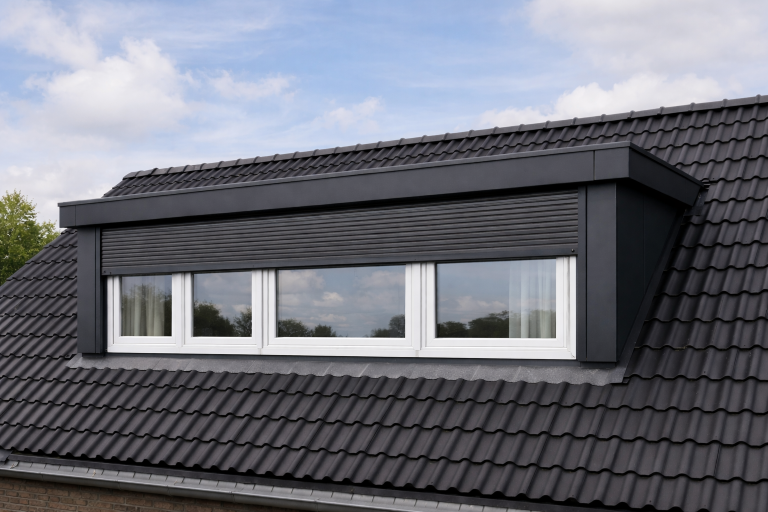 6 meter prefab dakkapel antraciet wit